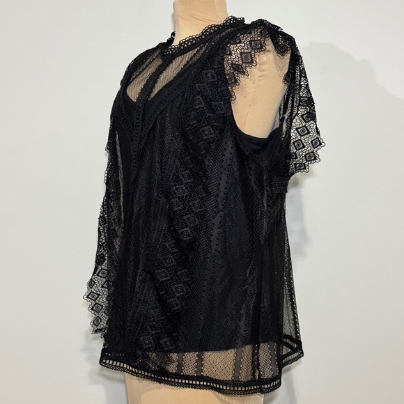 INC International Concept NWT Lace Mock Neck Sleeveless Top Black XXL Whimsigoth - Picture 8 of 13